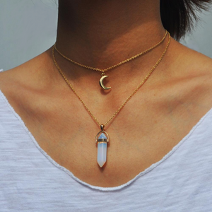 Crystal Stone & Moon Choker Necklace