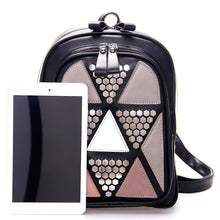 Geometric Patch & Rivet Prep Leather Backpack